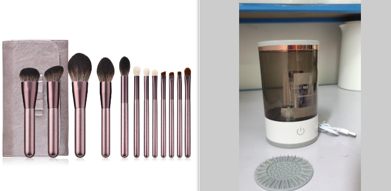 Limpiador eléctrico de brochas de maquillaje — Blanco