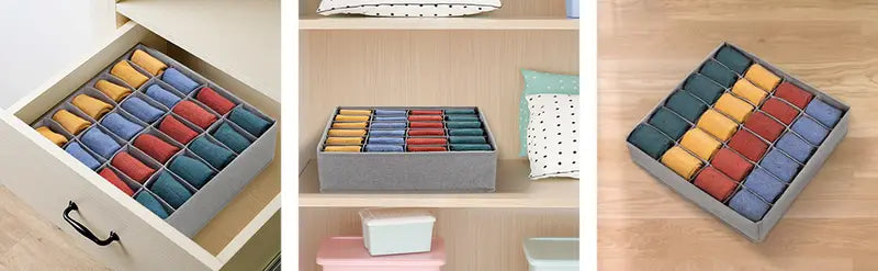 Organisateurs de tiroir à chaussettes 24 compartiments — lot de 2