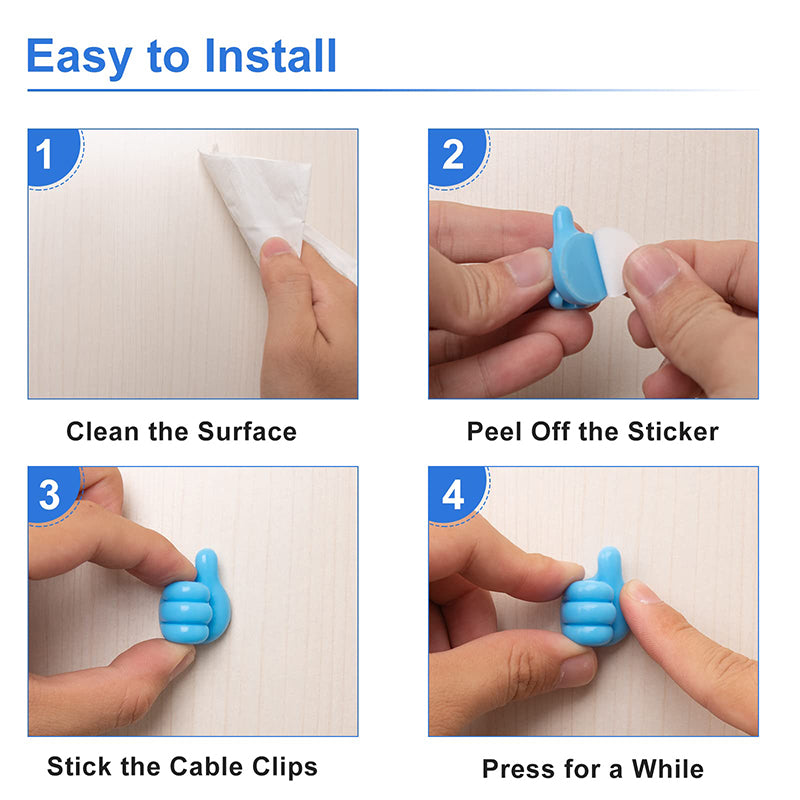 Thumb-Shaped Cable Clips — Pack of 10
