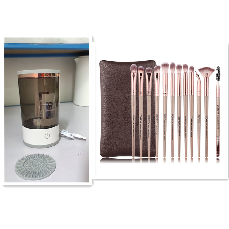 Limpiador eléctrico de brochas de maquillaje — Blanco