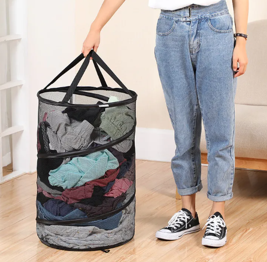 Cesta para la ropa sucia plegable de malla