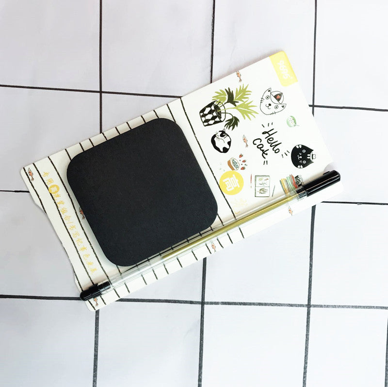 Black Sticky Notes & Bright Pen Set