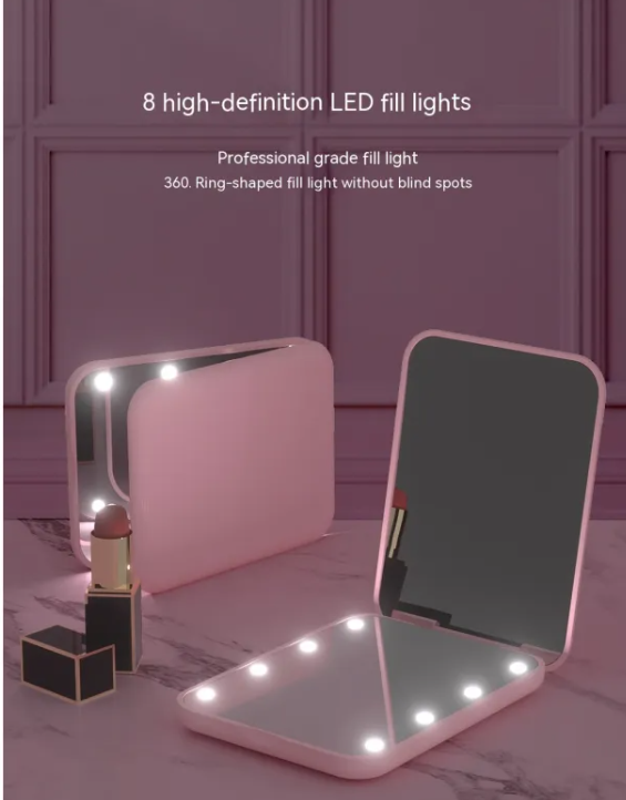 Folding LED Makeup Mirror