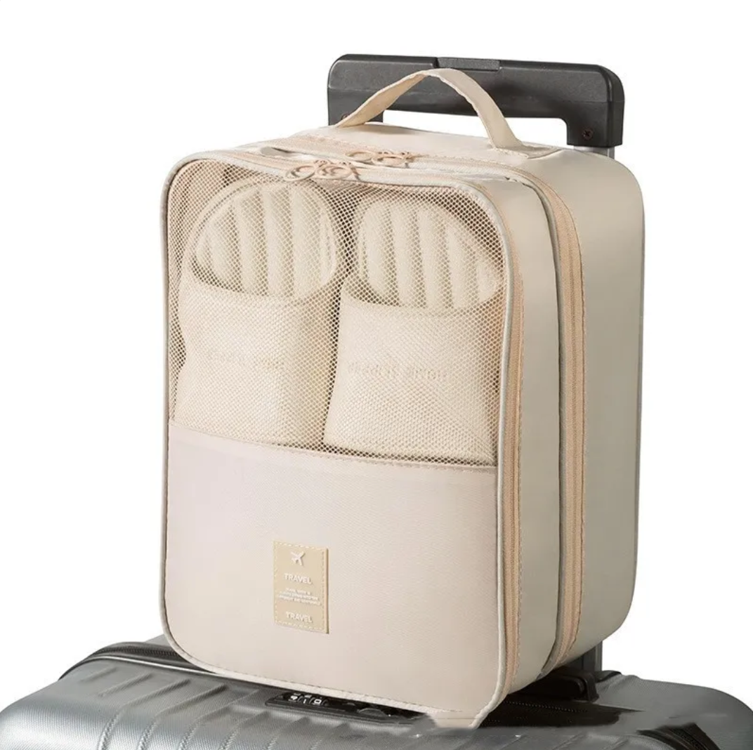 Three-Compartment Travel Shoe Bag