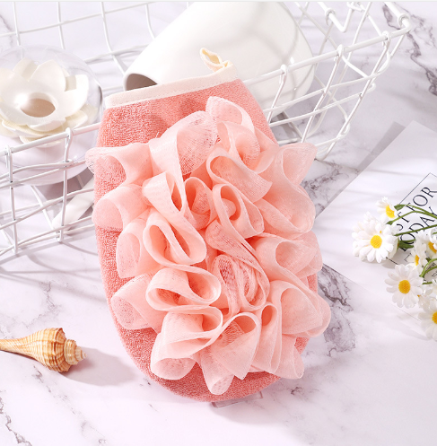 Set de guante exfoliante y esponja de baño